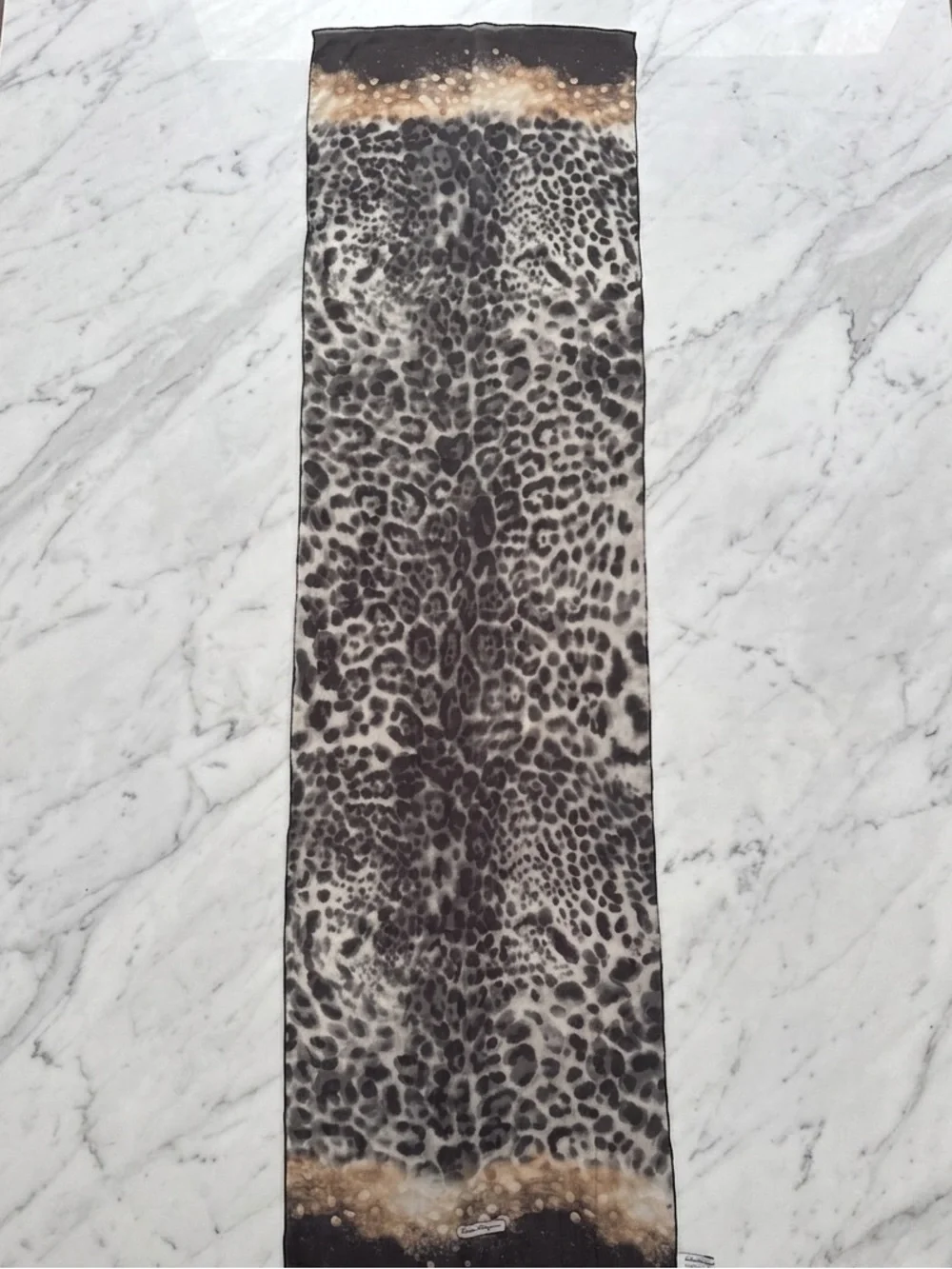Salvatore Ferragamo Vintage Silk Scarf Zebra Print 58x16 Made In Italy Luxury